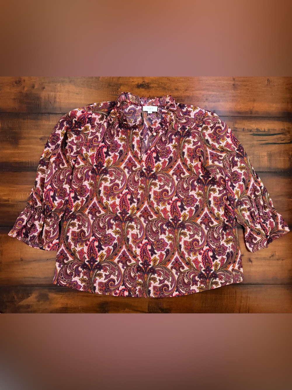 LOFT Pink Paisley Lightweight Blouse
